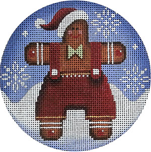 Gingerbread Man Hand Painted Christmas Ornament Canvas from Rebecca Wood