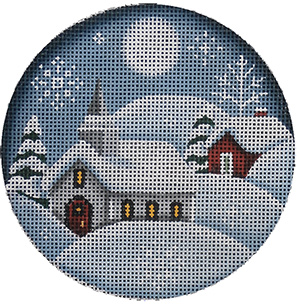Country Church Hand Painted Christmas Ornament Canvas from Rebecca Wood