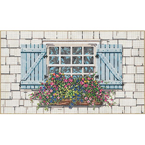 Window Garden - Stitch Painted Needlepoint Canvas