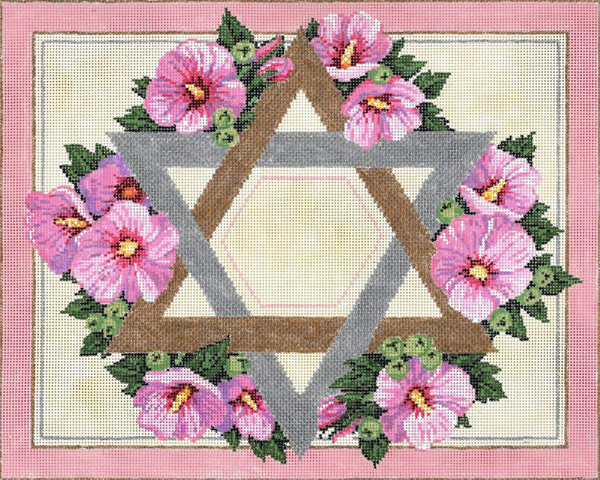 Rose of Sharon- Stitch Painted Needlepoint Canvas from Sandra Gilmore