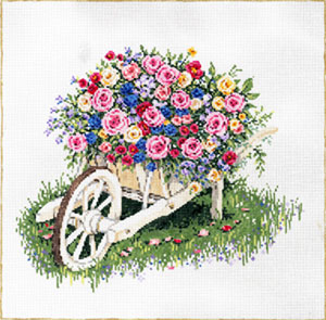 Bevy of Blooms - Stitch Painted Needlepoint Canvas