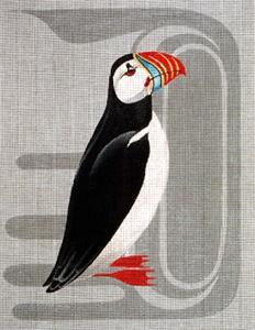 Leigh Designs - Hand-painted Needlepoint Canvases - Atlantic Puffin