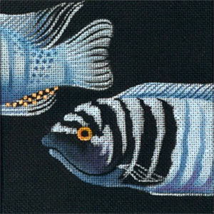 Leigh Designs - Hand-painted Needlepoint Canvases - Tropical Fish - Cobalt Cichlid Coaster