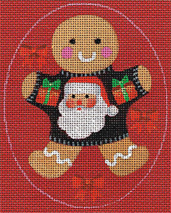 Leigh Designs - Hand-painted Needlepoint Canvases - Ginger Breads - Ginger Santa