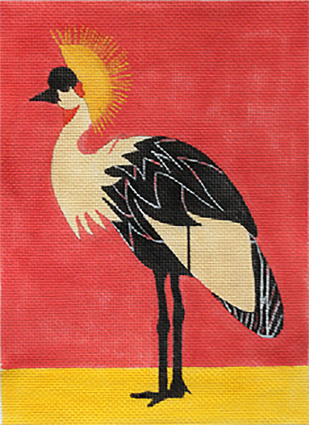 African Crowned Crane Hand-painted Needlepoint Canvas