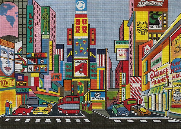 Times Square Hand Painted Needlepoint Canvas