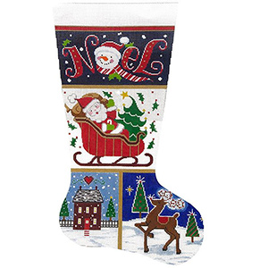 Noel Patch Hand-painted Christmas Stocking Canvas