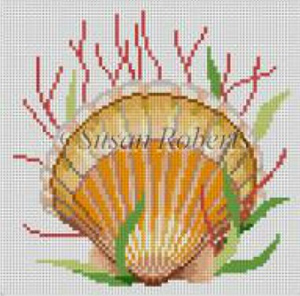 Susan Roberts Needlepoint Designs - Hand-painted Canvas -  Seashell, Sea Scallop 18 Count Canvas