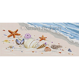 Susan Roberts Needlepoint Designs - Hand-painted Canvas -  Sea Shells by the Shore 13 Count