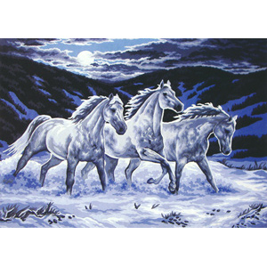 Midnight Stallions  - Collection d'Art Needlepoint Canvas