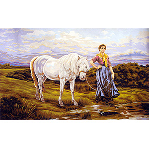 Lady and the White Horse  - Collection d'Art Needlepoint Canvas