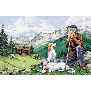 Royal Paris Needlepoint - (Le Vieux Montagnard) Old Man of the Mountain or Old Mountaineer Large Canvas