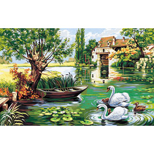 Royal Paris Needlepoint - Mill Swans Canvas