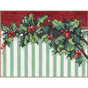 Holly Stripe - Stitch Painted Needlepoint Canvas from Sandra Gilmore