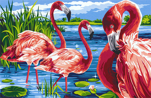 Margot Creations de Paris Needlepoint - Tapestries - Flamingos