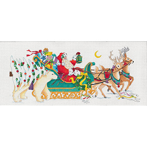 Santa's Coming to Town - Hand Painted Glitter Needlepoint Canvas from dede's Needleworks
