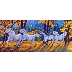 Margot Creations de Paris Needlepoint - Tapestries - Les Chevaux Blancs (The White Horses) Tapestry Canvas
