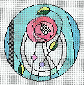 Rennie Rose - Stitch Painted Needlepoint Canvas from Sandra Gilmore
