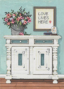 Love Lives Here - Stitch Painted Needlepoint Canvas from Sandra Gilmore