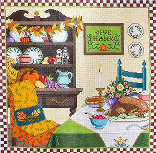 Give Thanks - Stitch Painted Needlepoint Canvas from Sandra Gilmore