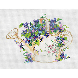 Flower Can - Stitch Painted Needlepoint Canvas from Sandra Gilmore