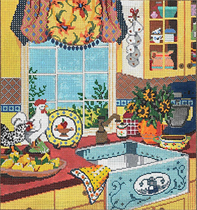 La Cuisine - Stitch Painted Needlepoint Canvas from Sandra Gilmore