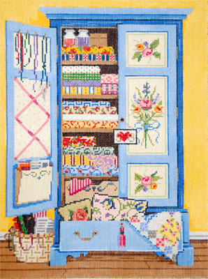 Armoire - Stitch Painted Needlepoint Canvas from Sandra Gilmore