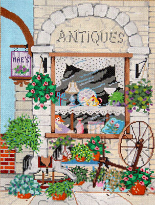 Antiques - Stitch Painted Needlepoint Canvas from Sandra Gilmore