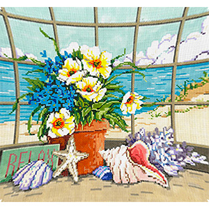 Shellscape - Stitch Painted Needlepoint Canvas from Sandra Gilmore