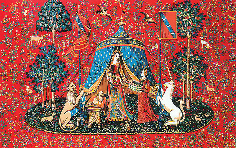 Margot Creations de Paris Needlepoint - Tapestries - The Lady and the Unicorn "My Sole Desire"