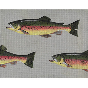 Leigh Designs - Hand-painted Needlepoint Canvases - Rainbow Trout Canvas