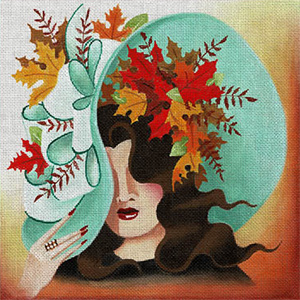 Leigh Designs - Hand-painted Needlepoint Canvases - Fascinations - Autumn Leaves
