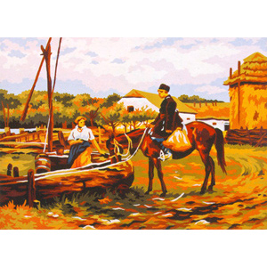 At the Water Trough - Collection d'Art Needlepoint Canvas