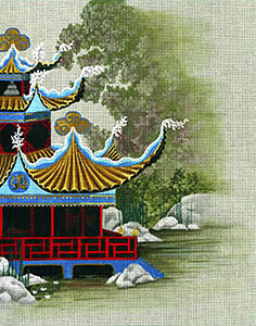 Leigh Designs - Hand-painted Needlepoint Canvases - Pagodas - Pavilion of the Great Sea