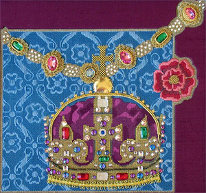 Leigh Designs - Hand-painted Needlepoint Canvases - Crown Jewels - King
