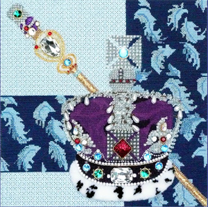 Leigh Designs - Hand-painted Needlepoint Canvases - Crown Jewels - Queen