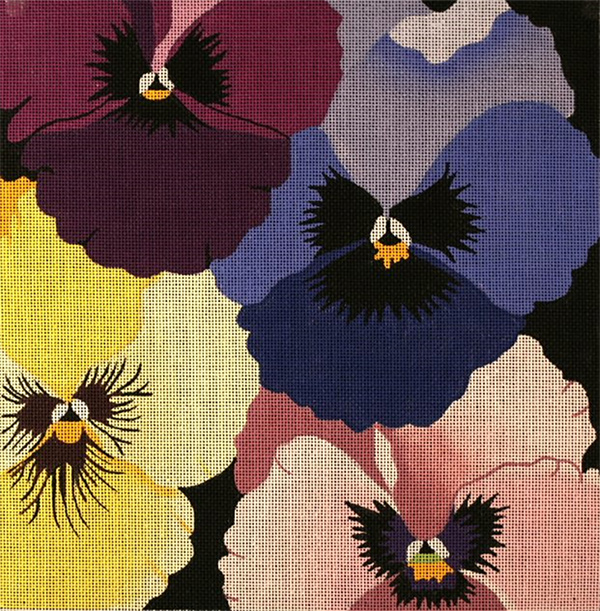 Pansy Galore - Hand Painted Needlepoint Canvas from dede's Needleworks