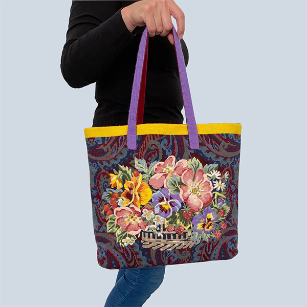 Glorafilia Needlepoint - Floral Paisley Tote Bag Kit #2