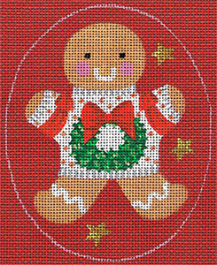 Leigh Designs - Hand-painted Needlepoint Canvases - Ginger Breads - Ginger Wreath