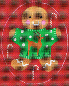 Leigh Designs - Hand-painted Needlepoint Canvases - Ginger Breads - Ginger Rudolph