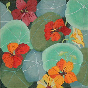 Giant Nasturtium - Hand Painted Needlepoint Canvas from dede's Needleworks
