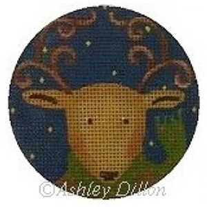 Reindeer Hand-painted Christmas Ornament Canvas from Ashley Dillon