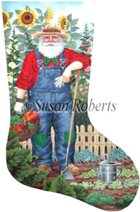 Gardener Santa Needlepoint Stocking Canvas