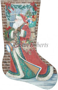 Santa Delivering - 18 Count Needlepoint Stocking Canvas