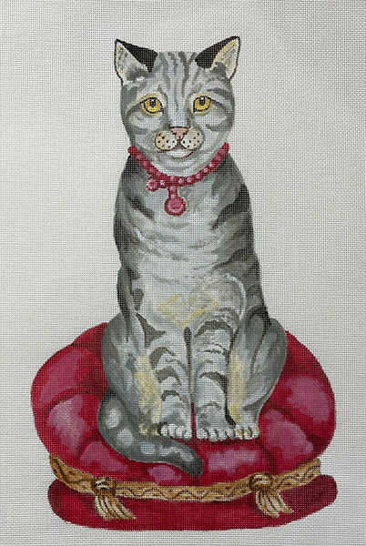Barbara Eyre Needlepoint Designs - Hand-painted Canvas - Victorian Cat