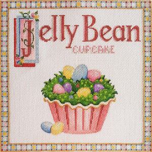 Jelly Bean Cupcake Hand-painted Needlepoint Canvas