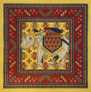 Shanta with Chici 3 Border Hand Painted Needlepoint Canvas
