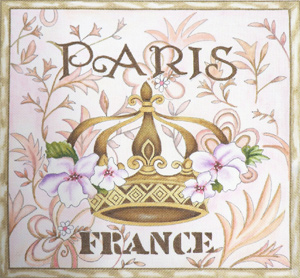 Paris Crown France Hand Painted Canvas by Janice Gaynor
