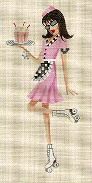 Leigh Designs - Hand-painted Needlepoint Canvases - Sassy Sally - Car Hop Sally