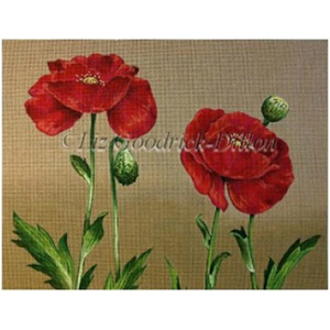 Liz Goodrick-Dillon - Hand-painted Canvas -  Two Red Poppies